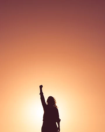 girl raising hands