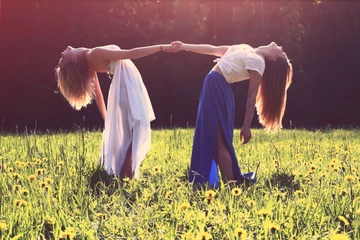 two girls dancing